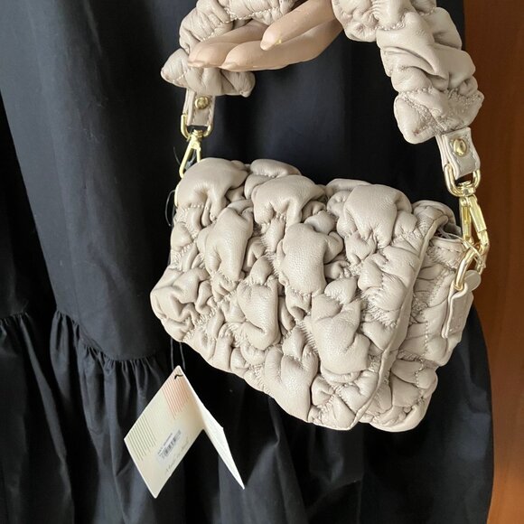 FAB LA VIA SOFT PUFF LEATHER BAG CLUTCH CHAIL STRAP PRADA DUSTBAG MADE IN ITALY - Picture 3 of 12